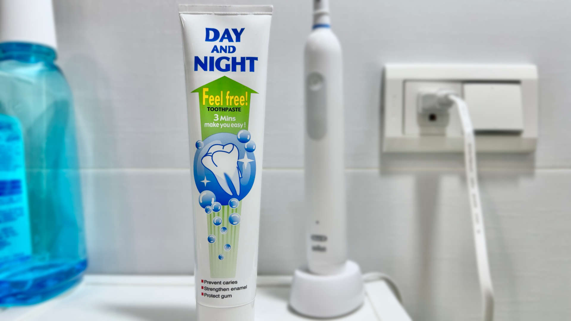 A tube of Day and Night toothpaste.
