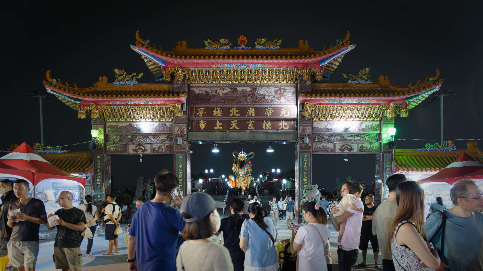 A traditional Chinese-style gate at the entrance to the Xuanwu temple, Lotus Pond, Kaohsiung.